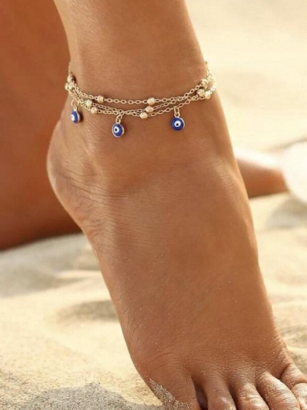 Multi Layer Turkish Blue Evil Eyes Ankle Bracelet